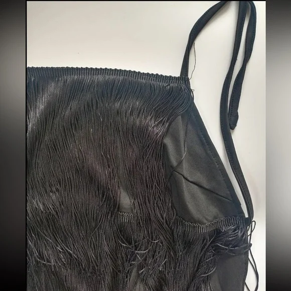 Elegant Black Fringe Mini Dress - Picture 4 of 5